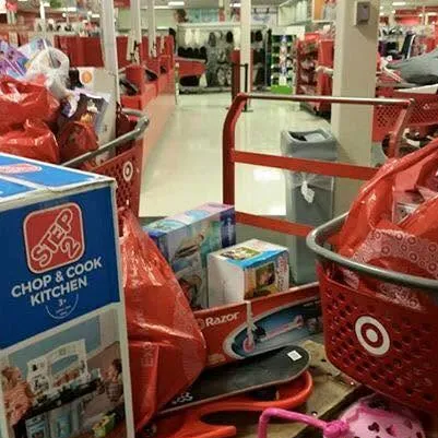 toys in carts at Target